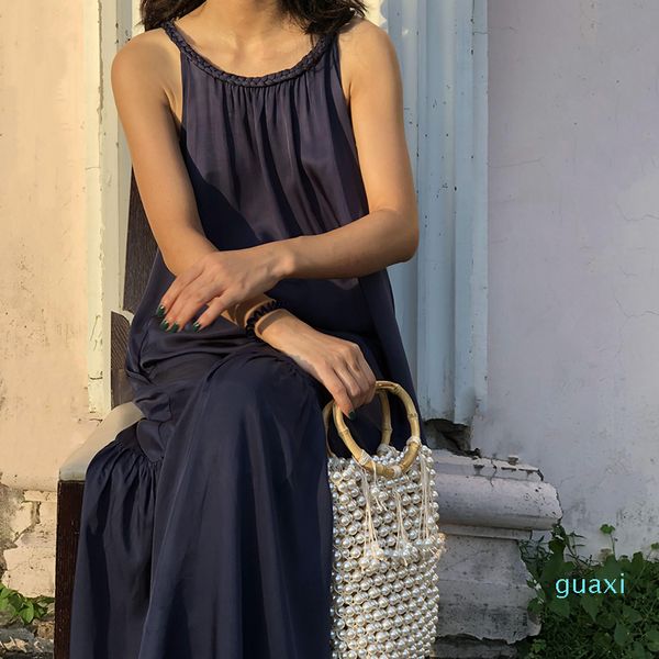 

classic bag vintagestyle retro bamboo pearl beaded hand-woven handbag