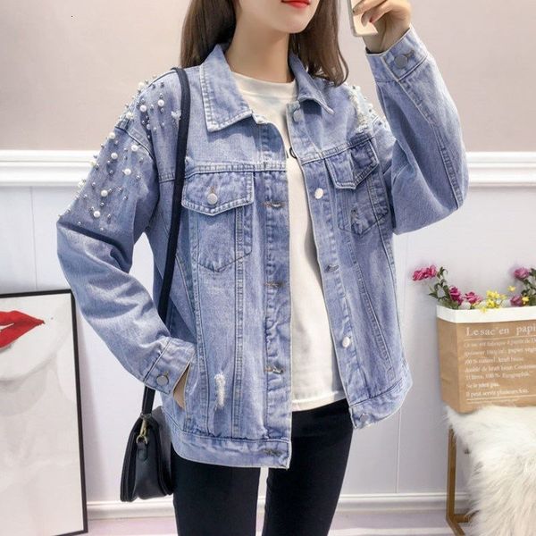 

luxury et's korean student loose spring and autumn thin large nail bead hole denim et fashion, Black;brown
