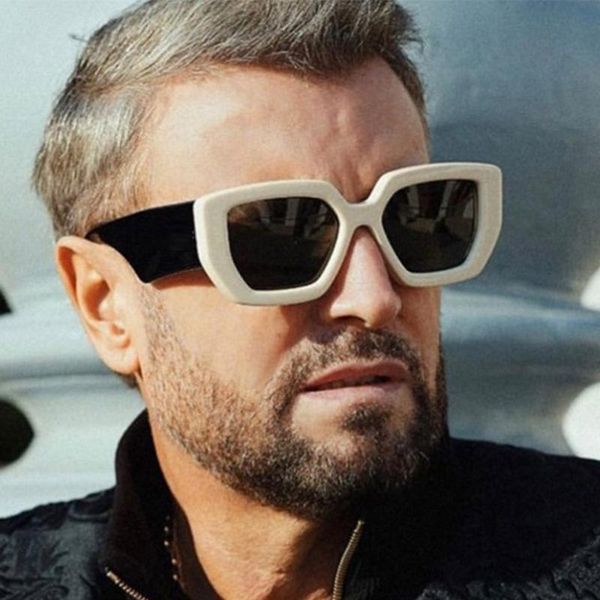 

sunglasses men hip hop sun glasses vintage trending square women american style female wide leg eyeglasses driving, White;black