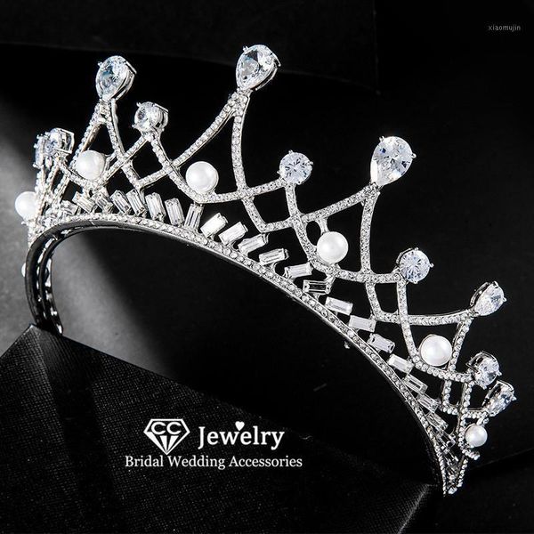 

hair clips & barrettes women crown wedding accessories engagement ornaments bridal headpiece water drop shape diadems hairbands hs106, Golden;silver