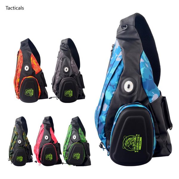 

fishing accessories single shoulder bag tackle hiking storage gear with 2 bait boxes led warning light
