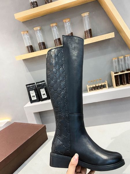 

womens tall knee high boots luxury designer boot white black grid design platform wedge shoes