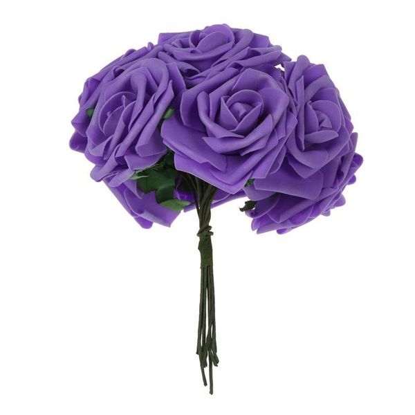 

decorative flowers & wreaths pe artificial foam rose bouquet bridal bouquets for wedding decor,pack of 10 pcs purple