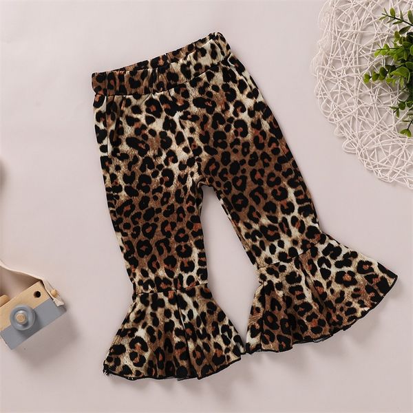 Девушки Джинсовые джинсы Новый дизайн Baby Girls Брюки Leopard Kids Designer Bell Нижние джинсы падение одежды Boutique Jean Toddler Детские брюки 48 Z2