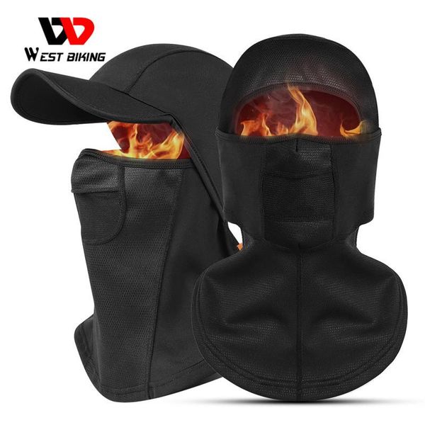 

winter sport cycling cap bike full face cover neck warmer men women scarf ski fleece head hat keep warm and cold caps & masks, Black