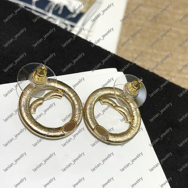 

2021women stud designer earrings brand classic double letter logo circle crystal diamond with box l0-c02, Golden;silver