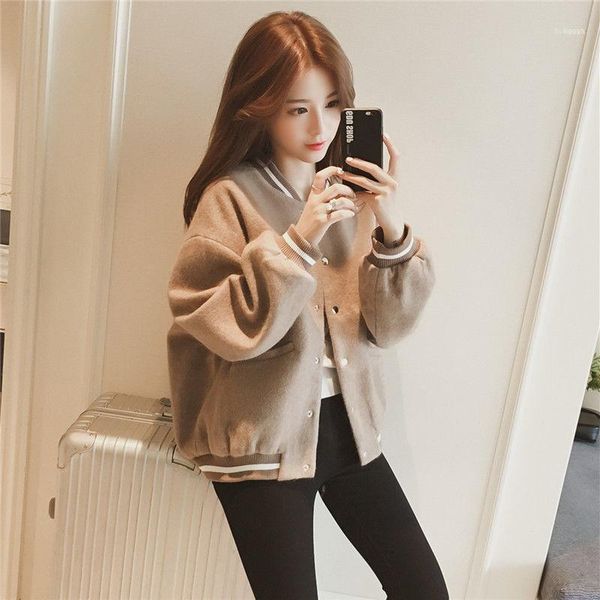 

small fragrance coat women's autumn and winter retro thickened short baseball jacket1, Black;white