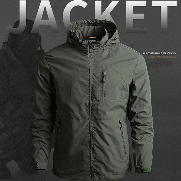 

men's jackets windbreaker military jacket spring autumn casual slim breathable hooded coat outdoor thin waterproof 5xl trekking clothes, Black;brown