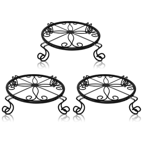 

planters & pots stands flower plant heavy duty supports rack iron 3pcs decorative deskround potted holder black product floor-standing p