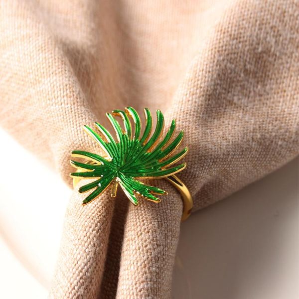 

napkin rings 10pcs/lot green leaf ring metal buckle holiday party table decoration