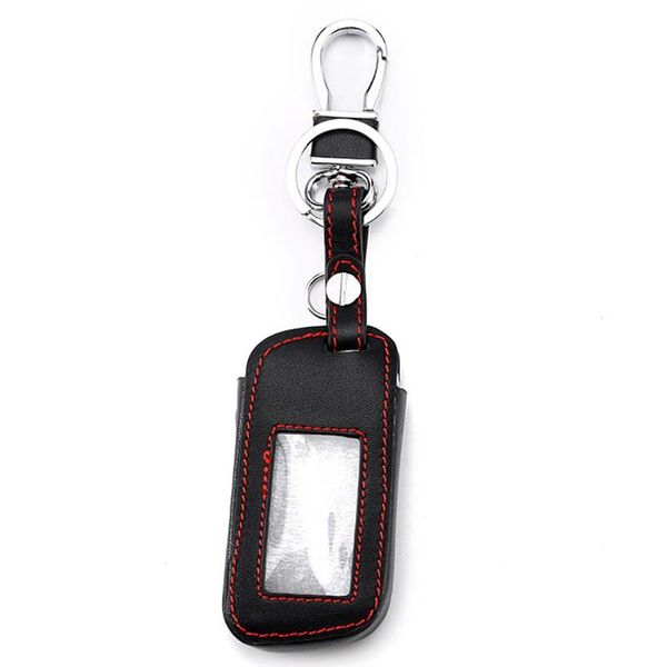 

keychains 1pc leather car key ring cover holder for starline a93 a63 alarm remote controller lcd keychain wallet keyring, Silver