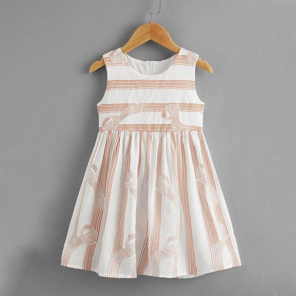 

girl's dresses girls sleeveless dress 2021 summer baby fashion striped kids princess fancy clothes children casual girl suit, Red;yellow