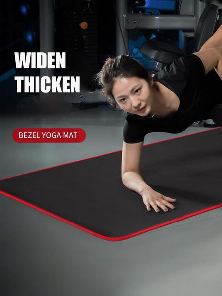 

10mm extra thick non-slip yoga mat nbr for fitness tasteless pilates gym exercise pads with bandages 183*61cm -black mats