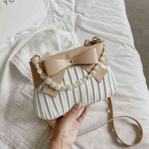 

shopping bags ladies mini handbag crossbody shoulder pearl fold dinner cellphone wallet purse pu leather with chain 220309