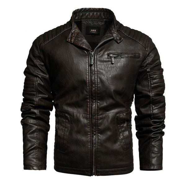 

autumn winter men's leather jacket casual fashion stand collar motorcycle men slim style quality jackets, Black;brown