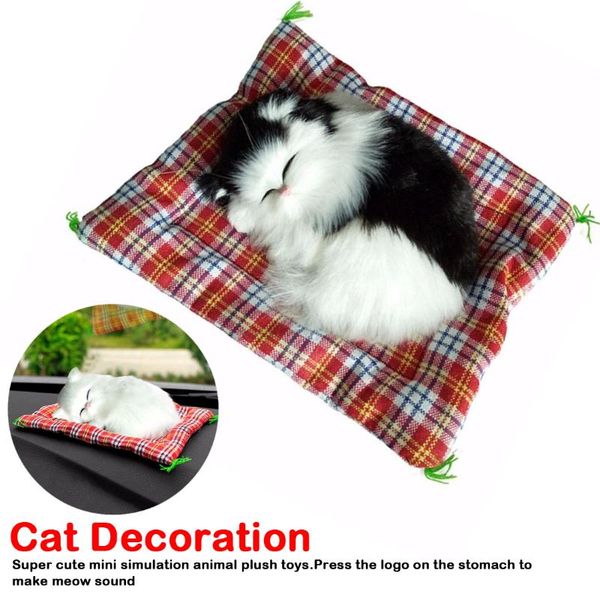 

cute simulation sleeping cat plush mat toy with nest kid children gift car decoration kittens doll interior decorations