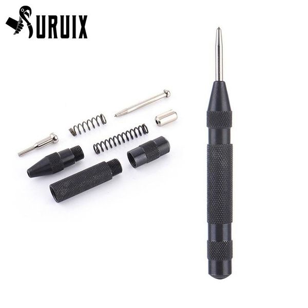

professional hand tool sets 1pcs 130mm black automatic center punch, spring loaded punch locator metal wood press dent marking window breake