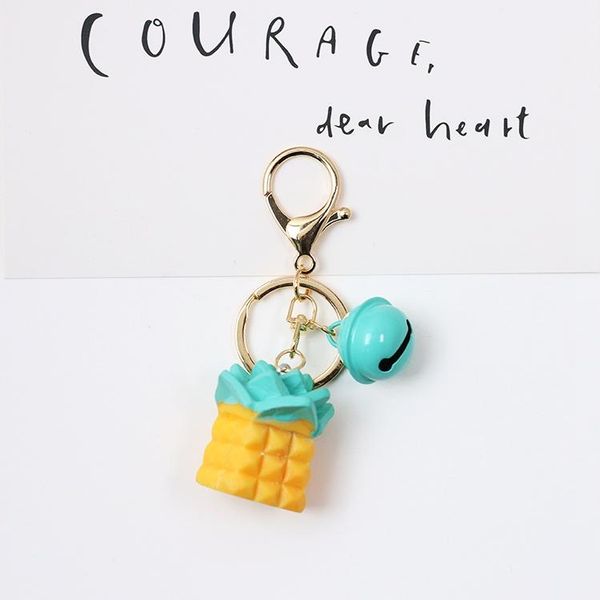 

keychains cute summer lovely pineapple fruit 3d accessories resin gold plated keychain for women key chains ring bag pendent charm d626, Silver