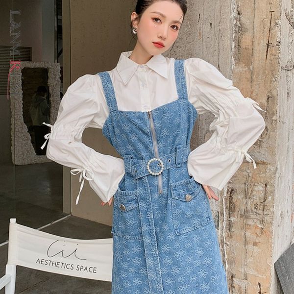 

women sleeveless denim dress suspender blue color short length female all match dresses summer arrivals 2h040 210507, Black;gray