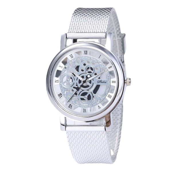 

watch bell fashion hollow out soft tape non mechanical men's, Slivery;brown