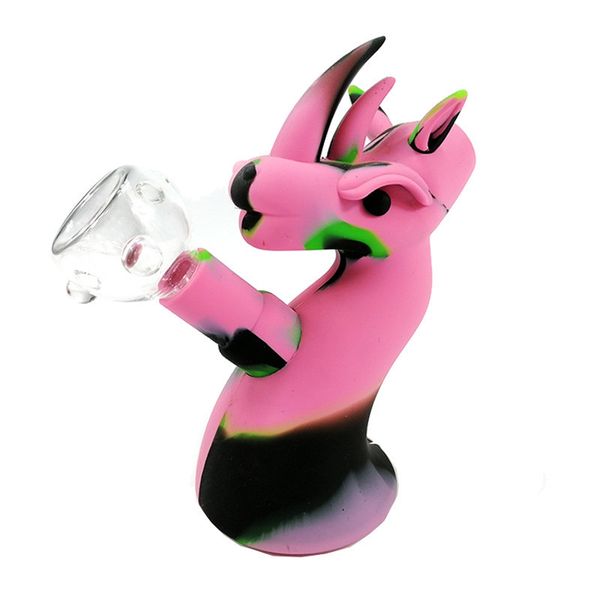 Silicone Dragon Forma Bongs Hookahs 150mm comprimento Criativo Linda Água Bongo Shisha Acrílico Tubulação de Fumar Cachimbo Tubos de Tabaco Atacado