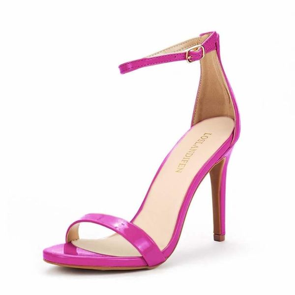 

women sandals open toe ankle strap sandal thin high heels party wedding dress shoes plus size 102-30pa, Black