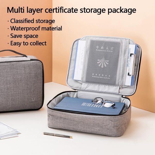 

storage bags 2/3 layer large capacity id ticket bag document office travel passport card real estate license organizer