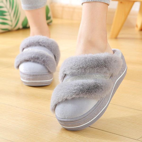 

slippers shoes women soled female winter high heel autumn sandalias mujer, Black