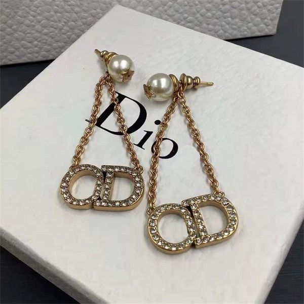 

designer jewelry chain pearl five pointed star earrings fashion brass material 925 silver needle earrings for women iitt