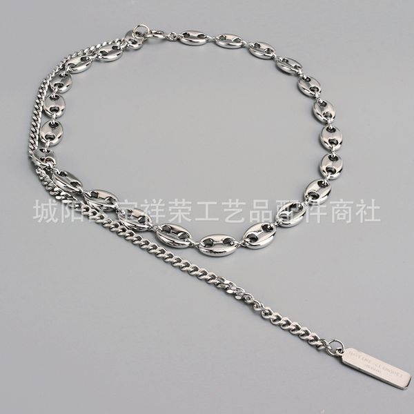 

aaa designer jewelry new justine pig nose necklace fashion trendy personality metal wind clavicle chain female, Silver