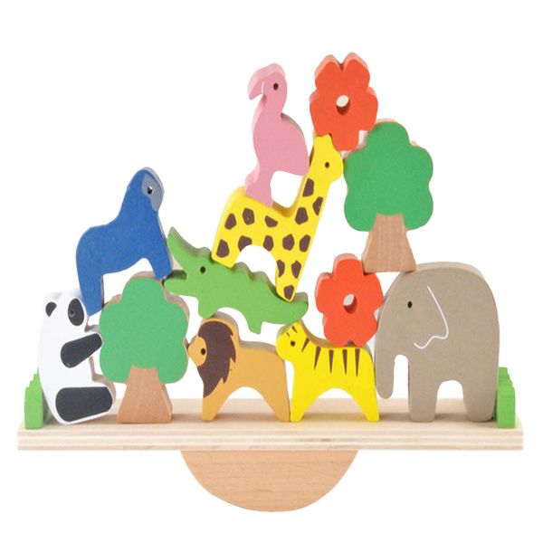 

Wooden Forest Animal Seesaw Balance Beam Puzzle Balance Stacks High Building Blocks Children Cognitive Assembling Table Toys#38