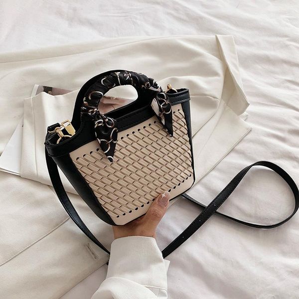 

evening bags 2021 fashion female high capacity woven mini bucket bag seaside holiday handbag beach totebag women's shoulder messenger