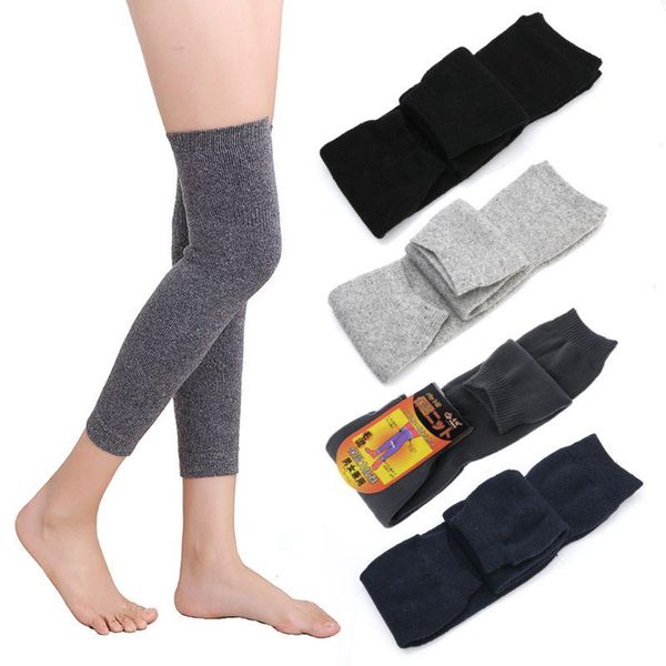 

pair womens mens cashmere wool knee warmers leg warm thigh high socks legging elbow & pads, Black;gray