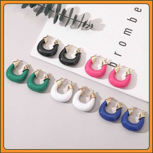 

hoop & huggie 2021 summer korean trendy retro colorful transparent resin metal simple personality fashion drop earrings for women accessorie, Golden;silver
