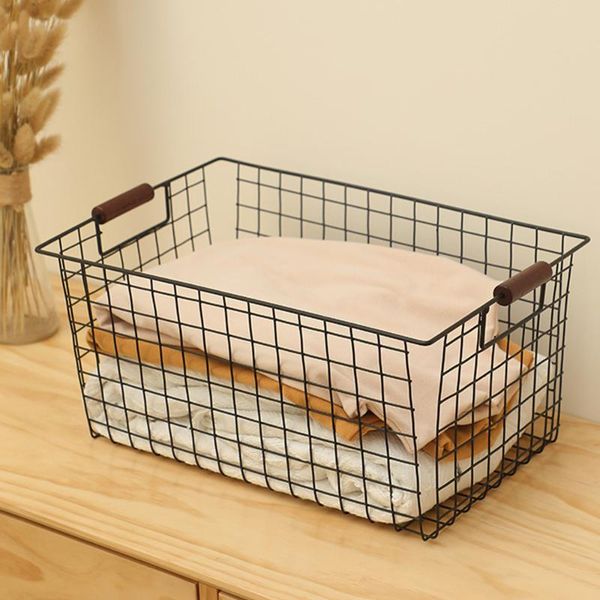 

storage baskets nordic simple iron art basket kitchen sundries laundry with handles deskorganizer
