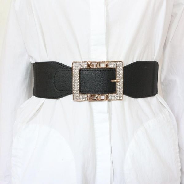 

belts retro style elastic waistband ladies body-fitting belt rhinestone alloy decorative casual black, Black;brown