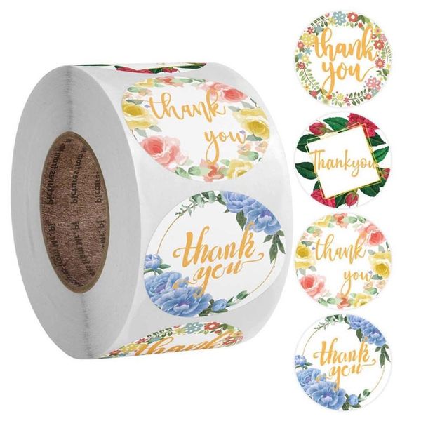 

gift wrap 500pcs 4 designs flower thank you sticker wedding favors package seal label 57bb