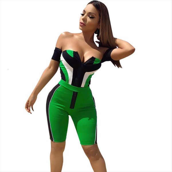

summer casual playsuits shorts bodycon women rompers zipper front strapless chic one piece outfit overalls, Black;white