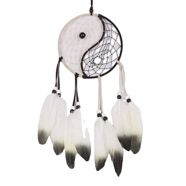 

black and white tai chi dream catcher for rooster feather handmade crafts with home decoration feng shui art nautical style decorative objec