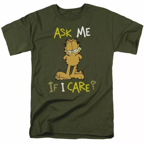 

garfield as me if i care t shirt mens licensed cat comic tee military green, White;black