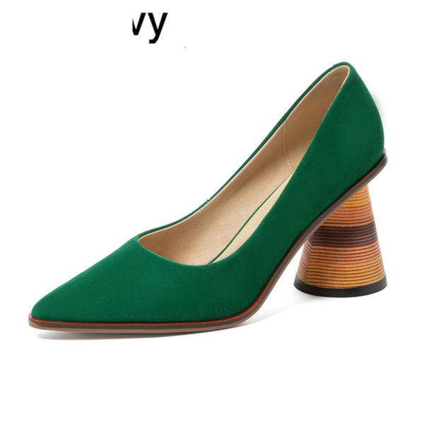

sandals women strange high heel pumps suede pointed toe shallow mouth spring autumn runway design shoes female stilettos 5aa9, Black