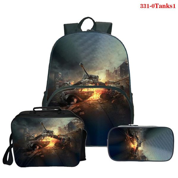 Backpack Game World of Tanks Meninos Meninas Estudante Saco de Escola Diário Viagem Grande Capacidade Laptop Bookbag 3 Set / Pcs Mochila