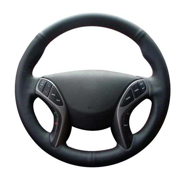 

steering wheel covers black artificial leather hand-stitched car cover for i30 2012-2021 elantra 2011-2021 gt 2013-2021