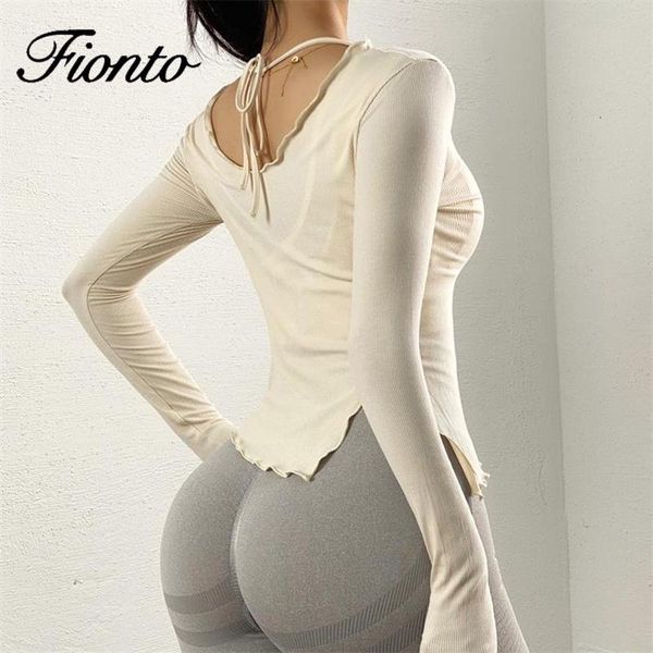 

yoga outfit gym sport shirt women 2021 fashion long sleeve quick dry breathable workout fitness t-shirt clothes