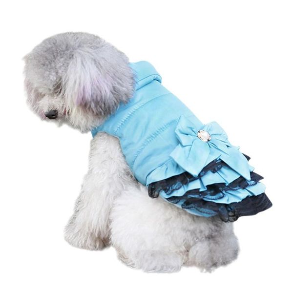 

dog apparel sweet dress clothes winter warm sweety bowknot pet princess dresses for puppy cats teddy wholesale