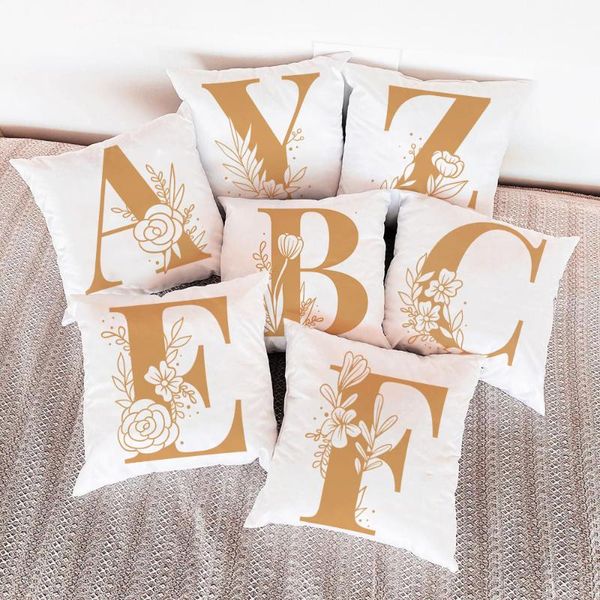 

cushion/decorative pillow gold english alphabet print pillowcase nordic covers decorative flowers cushion cover modern bedroom sofa throw