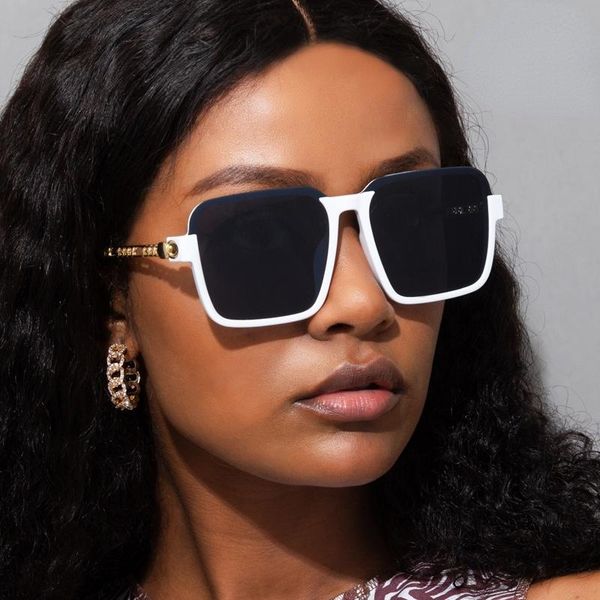 

sunglasses 2021 arrival women men square gradients lens metal alloy hollow decorative frame luxury fashion lady style uv400, White;black