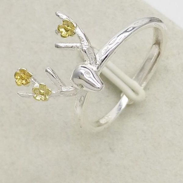

anillo ciervo con apertura anillo ciervo sika moda coreana, regalo joyerÃ­a, Silver