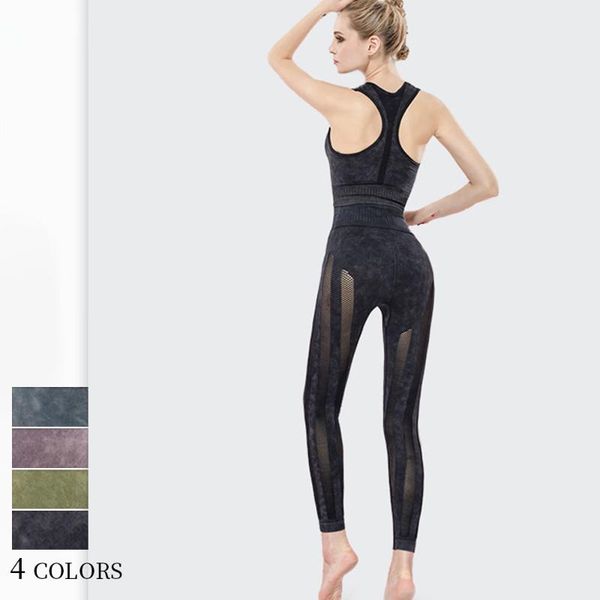 

color hollow out womens yoga set seamless mesh legggings and bra suit tight waistcoat printed fitness outfits, White;red