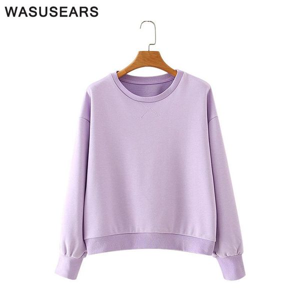 

women's hoodies & sweatshirts women sweatshirt casual long sleeve loose solid color pullover kawaii purple streetwear, Black